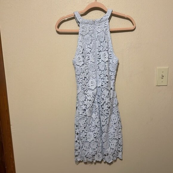 Lulus Love Poem Light‎ Blue Lace Mini Dress size XS - Picture 7 of 9